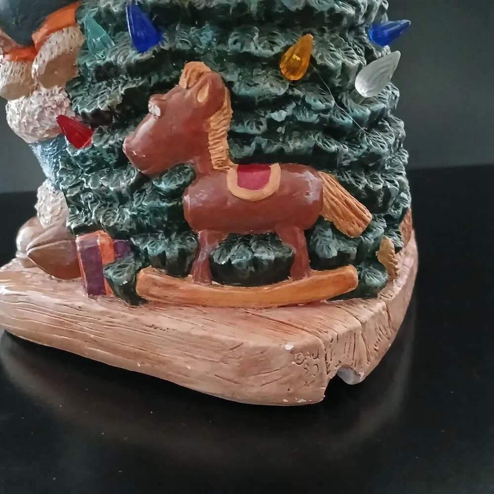 Vintage Wee Crafts Ceramic Light Up Santa & Christmas Tree Toy Bag Figurine